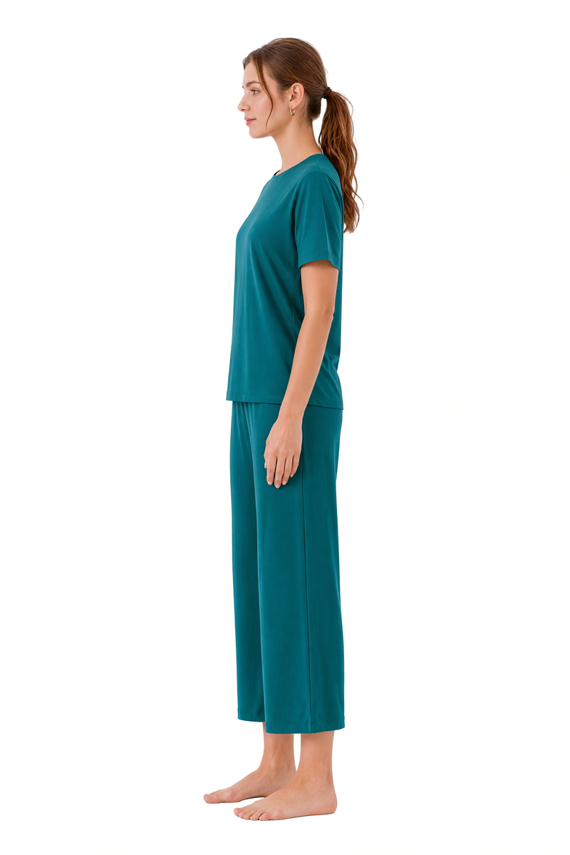 Short-Sleeve Bamboo Pyjama with Cropped Pants
