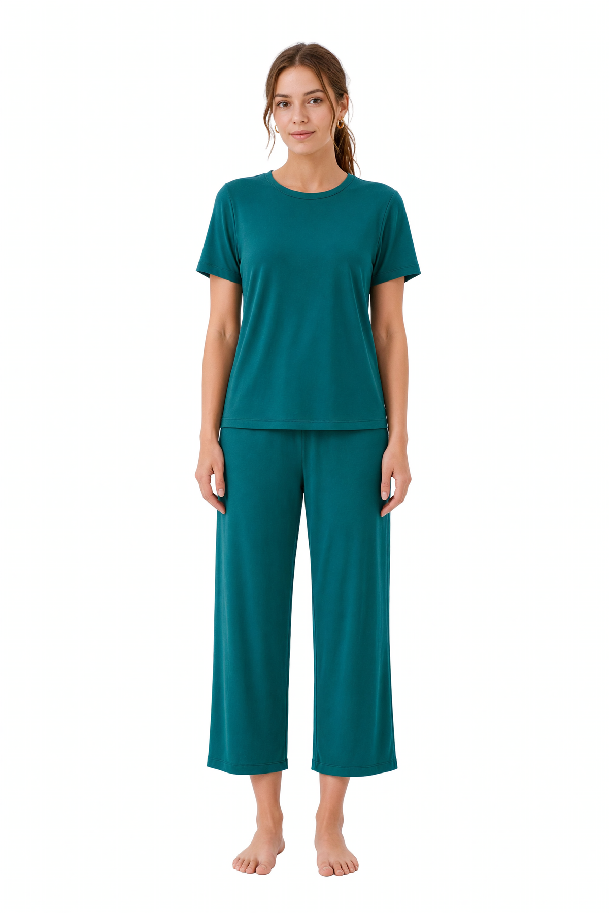 Short-Sleeve Bamboo Pyjama with Cropped Pants
