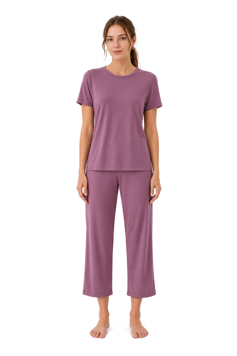 Short-Sleeve Bamboo Pyjama with Cropped Pants