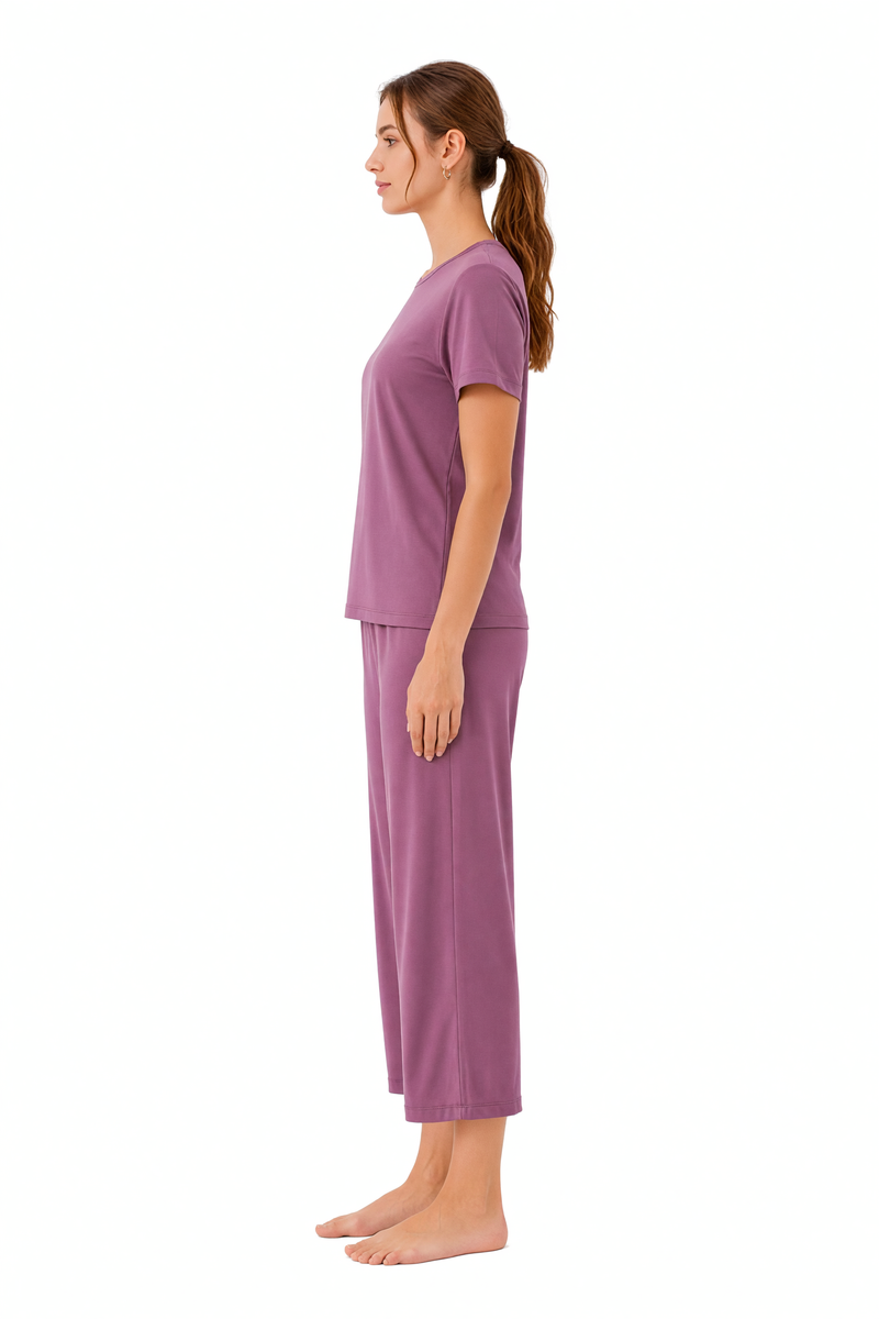 Short-Sleeve Bamboo Pyjama with Cropped Pants