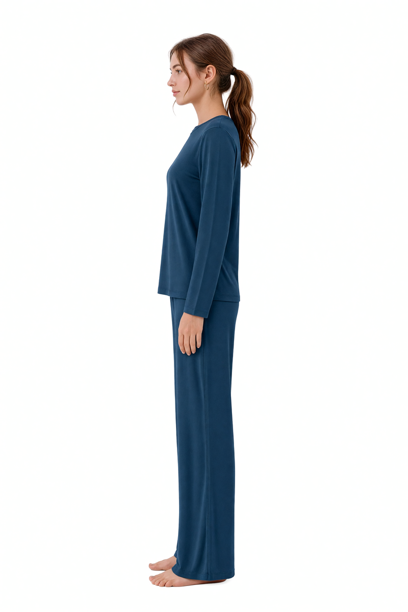 Pijama largo de bambú y algodón de tejido más grueso