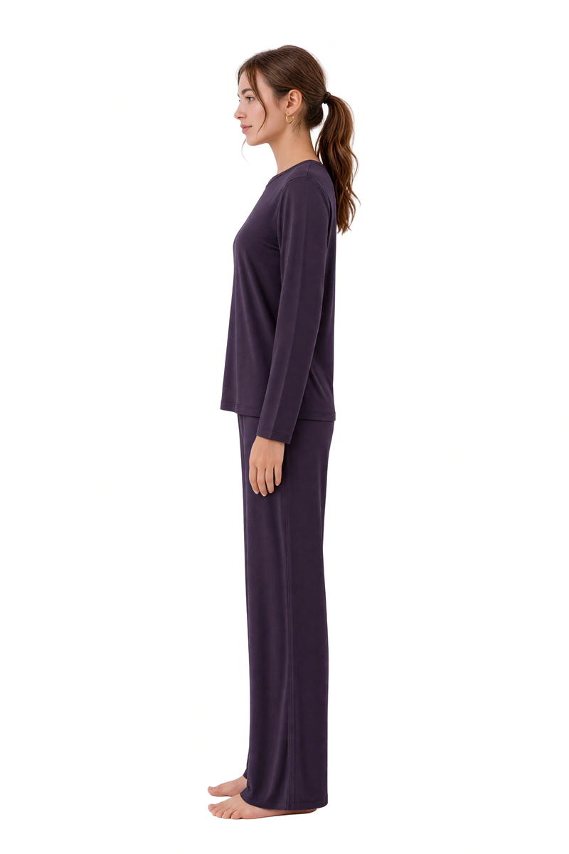 Pijama largo de bambú y algodón de tejido más grueso