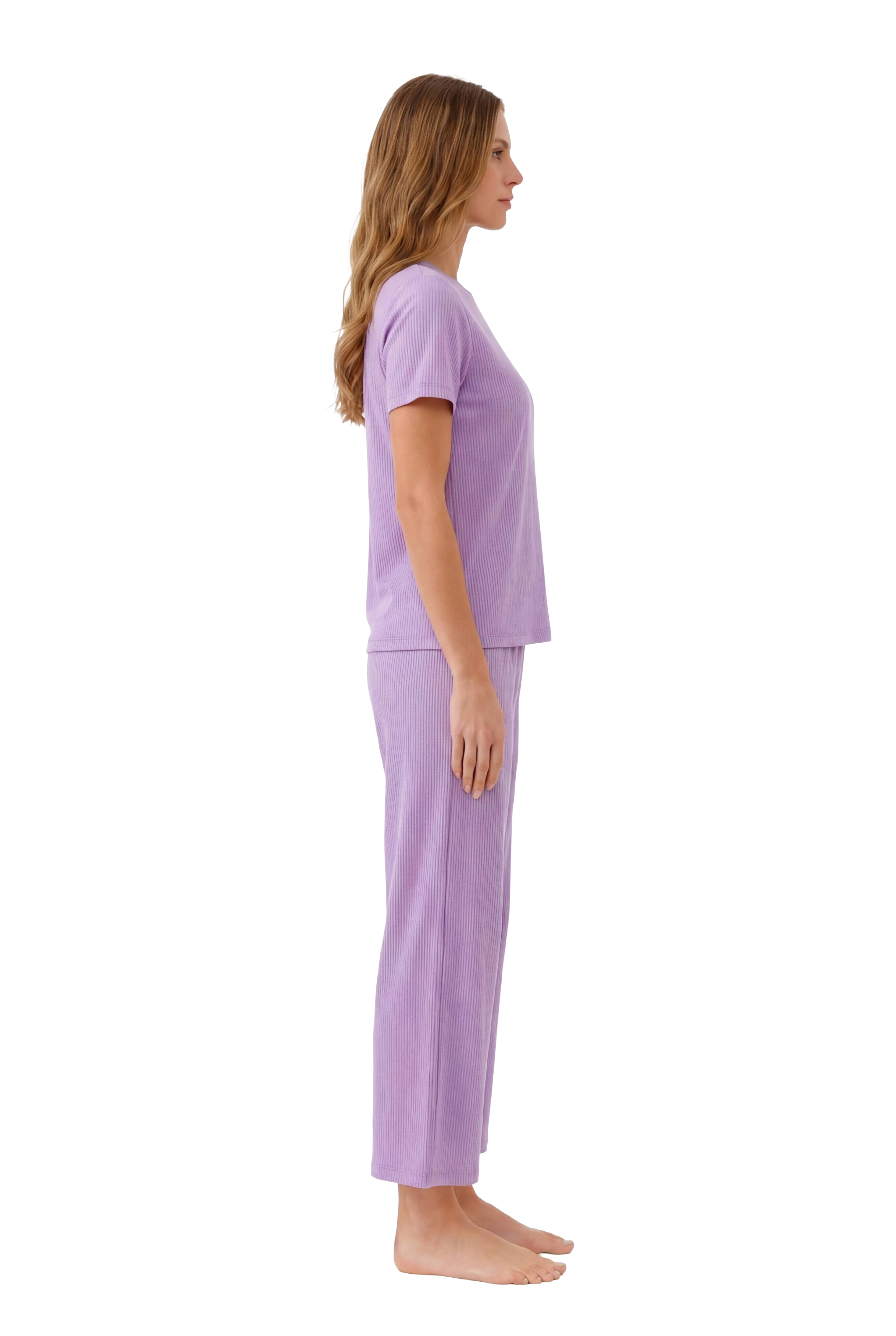 Short-Sleeve Bamboo Pyjama with Cropped Pants
