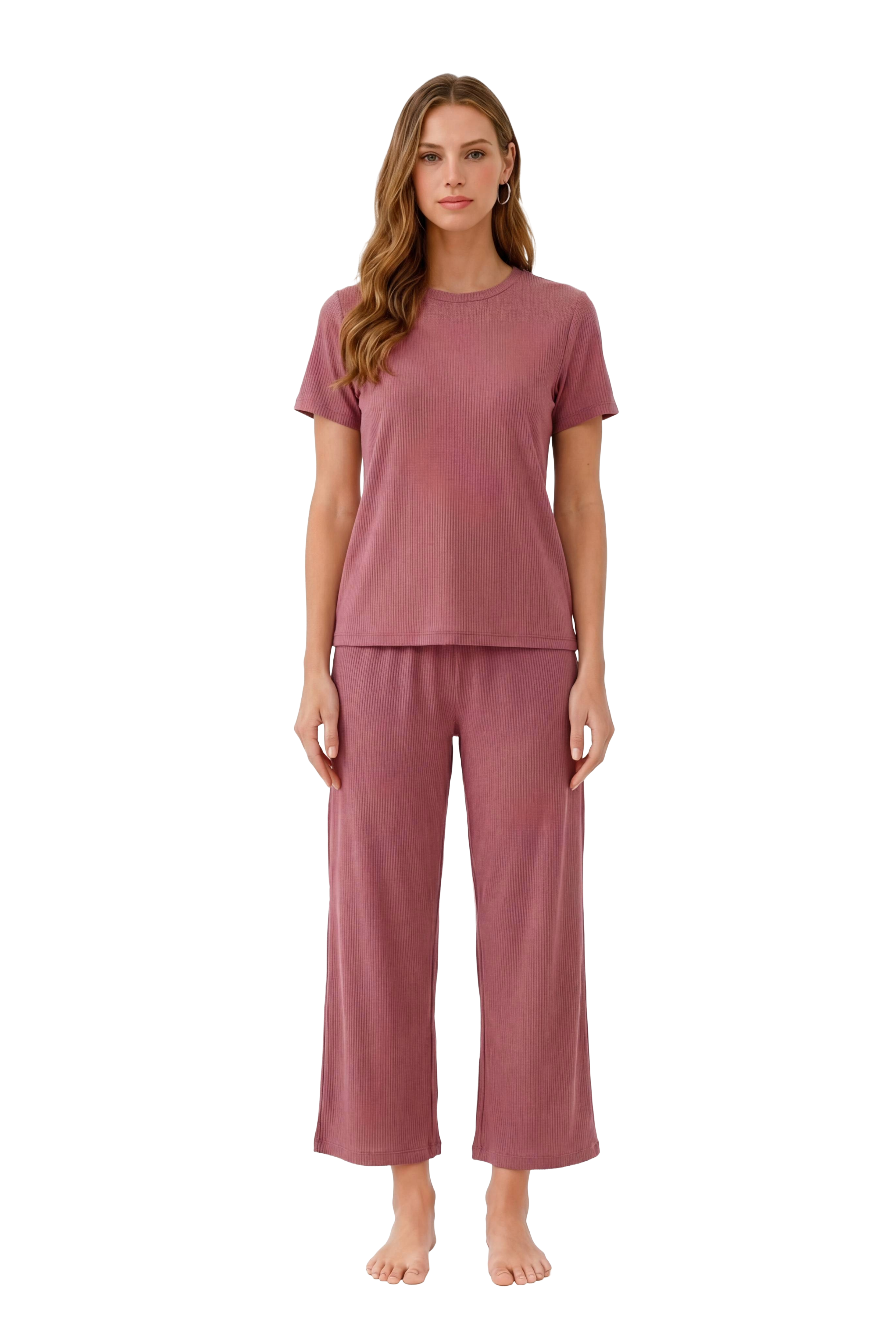 Short-Sleeve Bamboo Pyjama with Cropped Pants