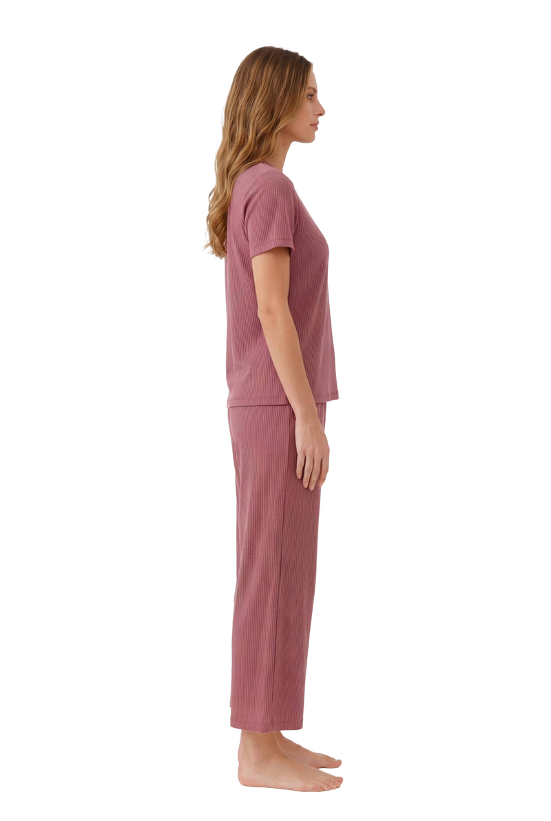 Short-Sleeve Bamboo Pyjama with Cropped Pants