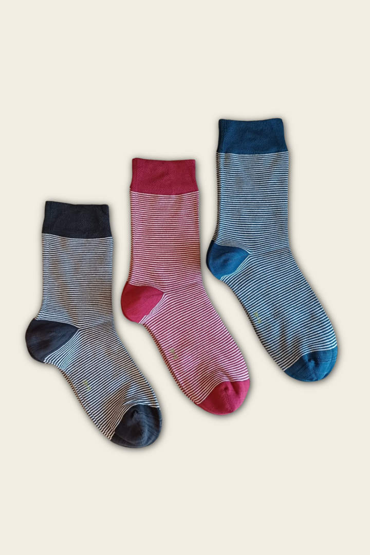 Seamless Striped Bamboo Socks - 6 pairs