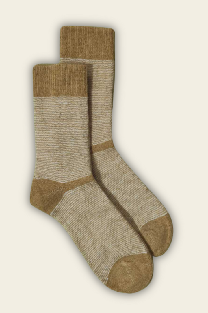 Socks with Alpaca and Merino Wool - dark yellow - 2 pairs