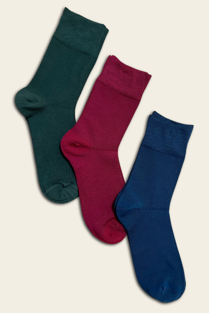 Chaussettes en bambou sans couture - rouge, bleu marine, vert - 6 paires