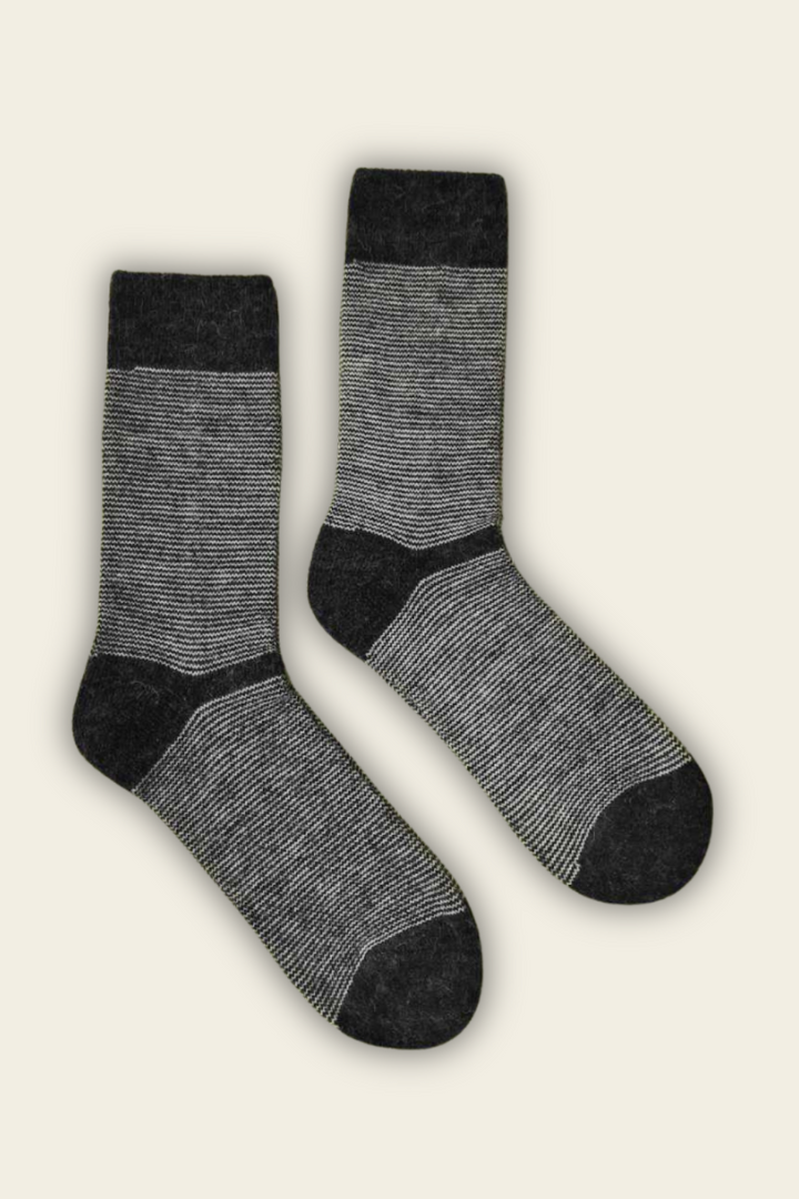 Calcetines con lana de alpaca y merino - gris oscuro - 2 pares