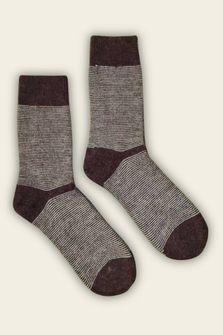 Calcetines con lana de alpaca y merino - rojo oscuro - 2 pares