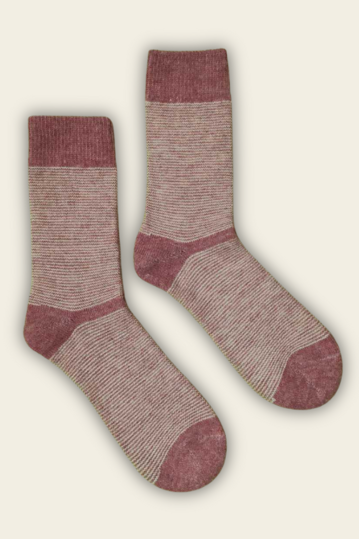 Socks with Alpaca and Merino Wool - light red - 2 pairs