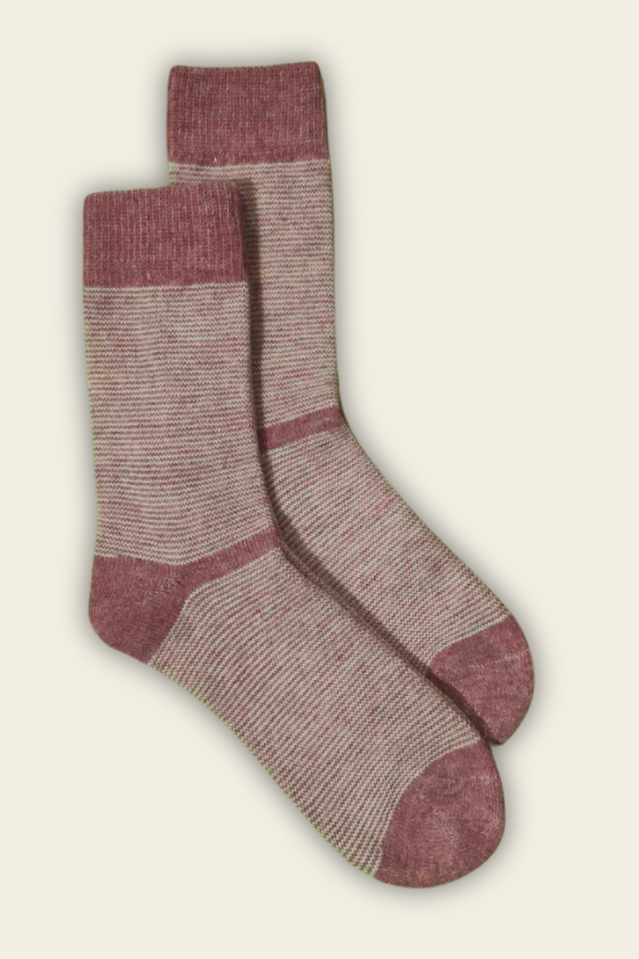 Socken mit Alpaka und Merino-Wolle - hellrot - 2 Paar