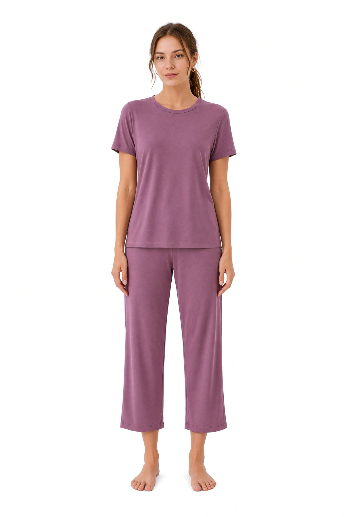 Short-Sleeve Bamboo Pyjama with Cropped Pants