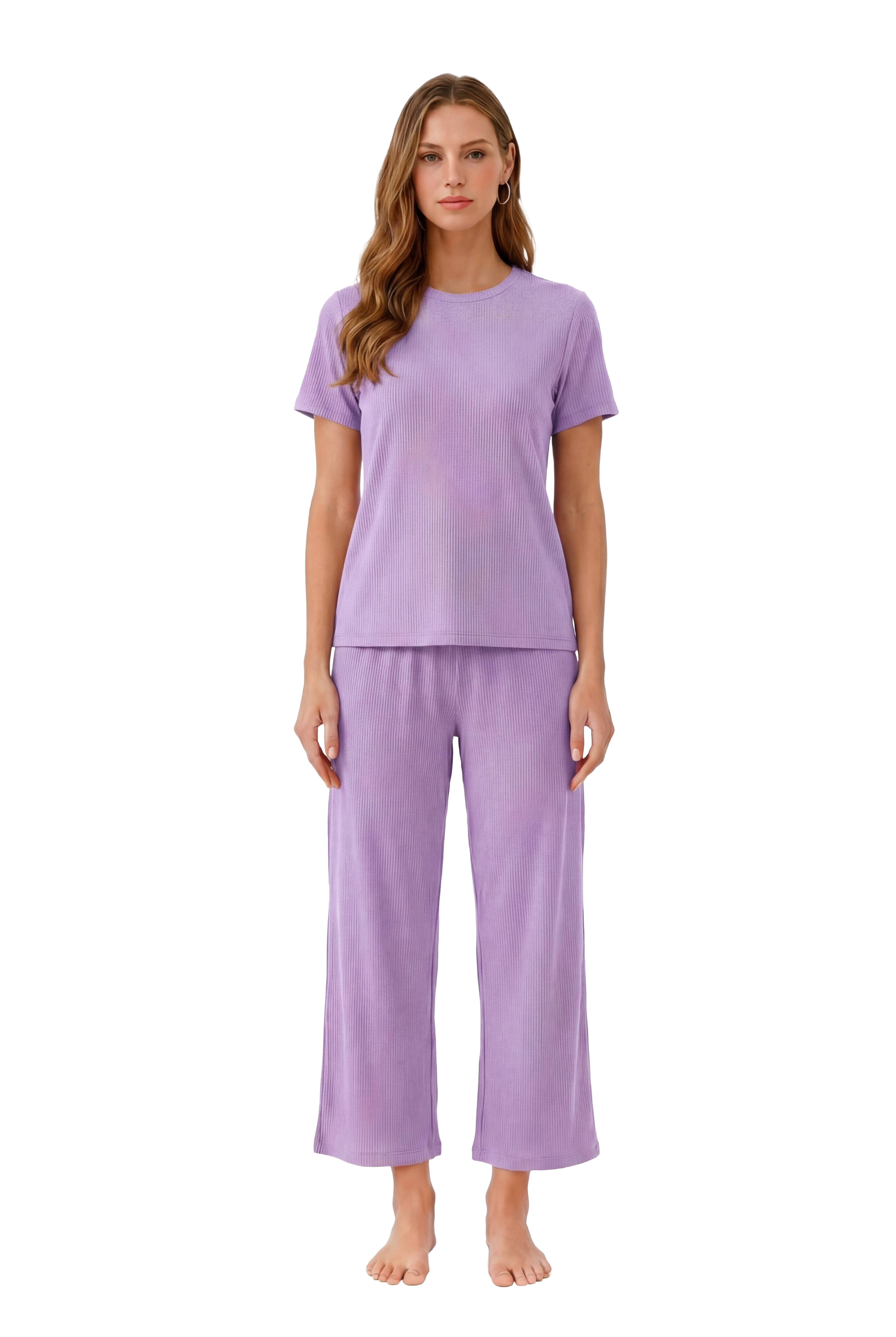 Pijama de bambú de manga corta con pantalón capri