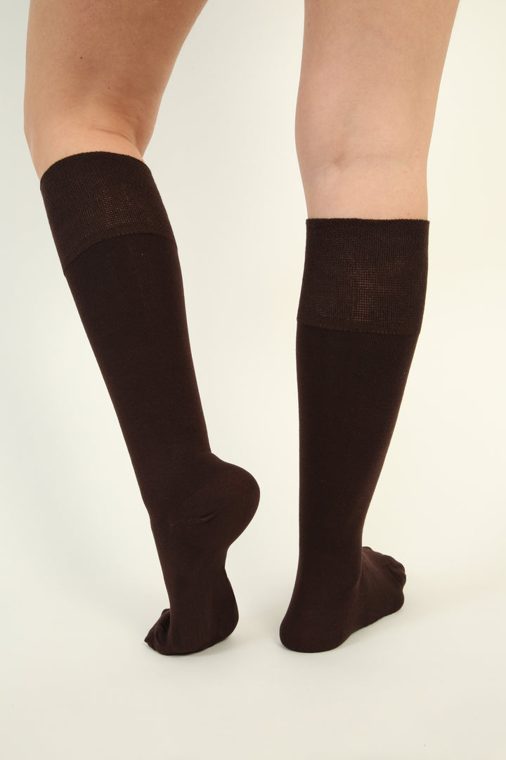 Chaussettes marron de hauteur genou sans couture en bambou - 4 paires