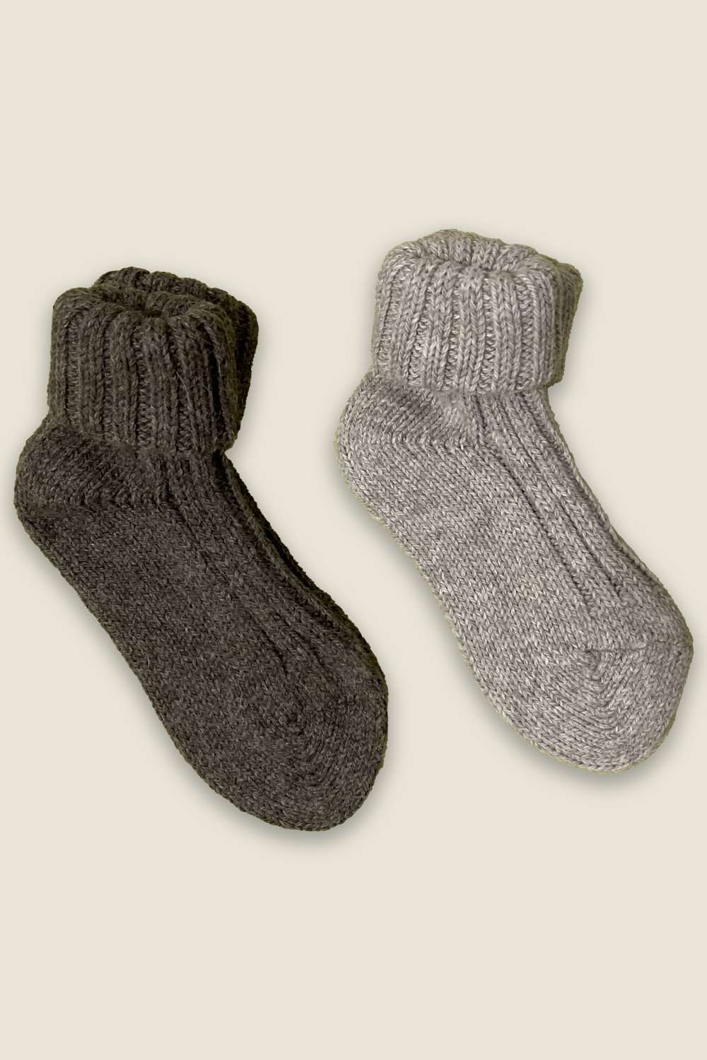 Alpaca Socks - grey and brown - 2 pairs