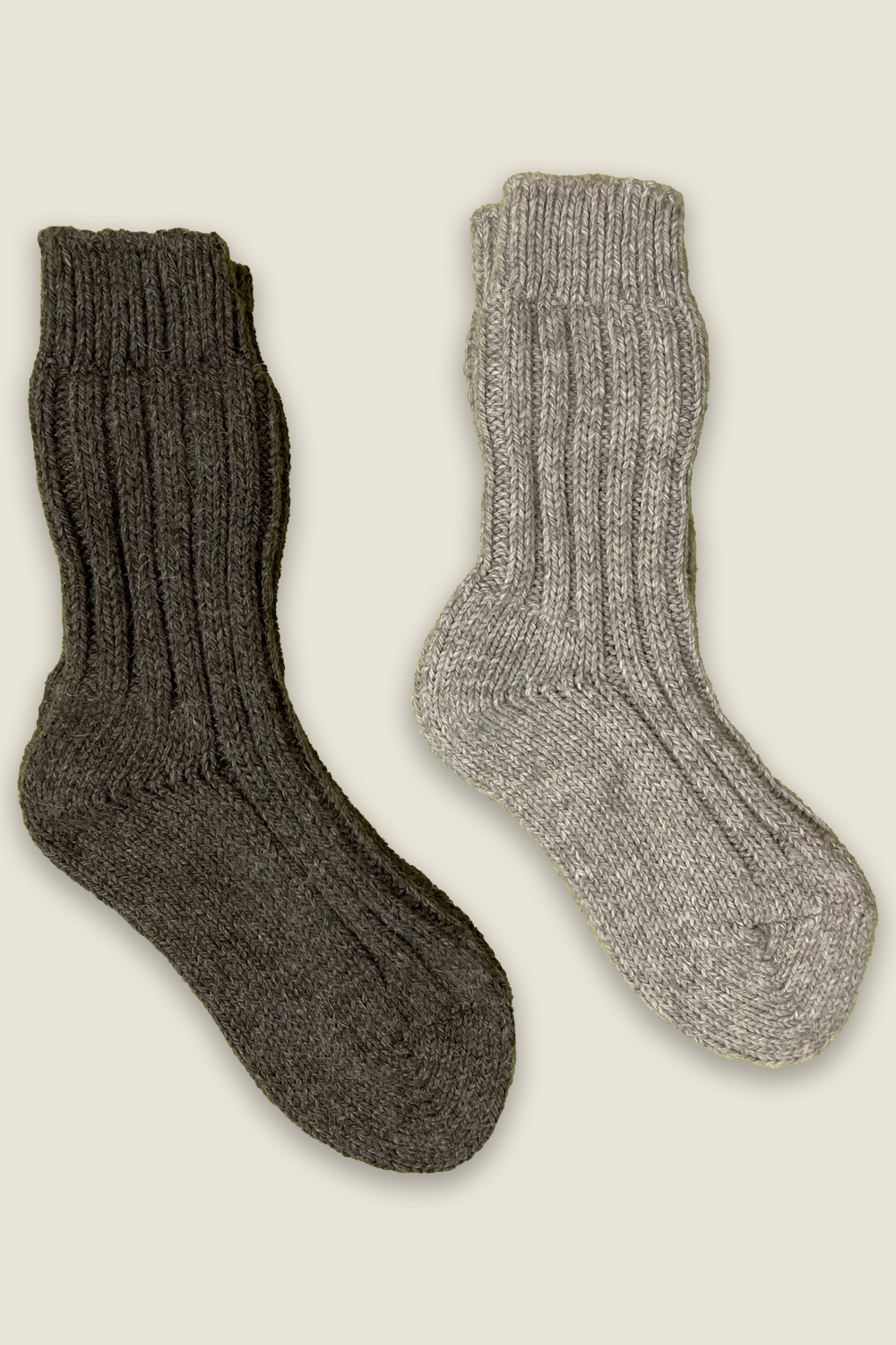 Chaussettes en alpaga - gris et marron - 2 paires