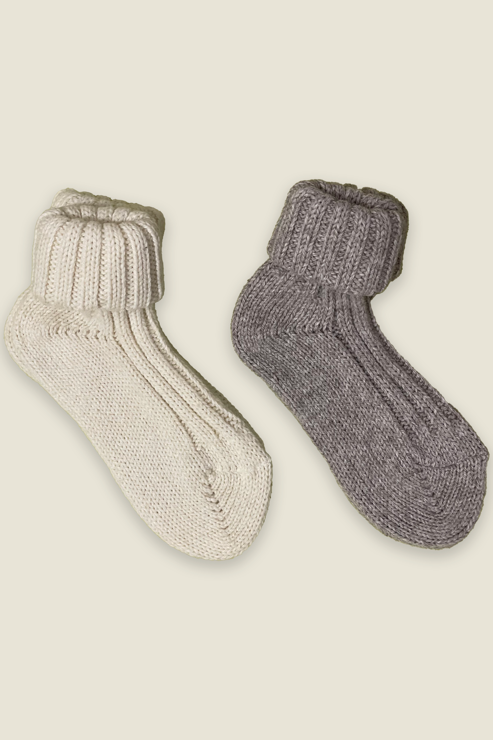 Chaussettes en alpaga - naturelles et grises - 2 paires