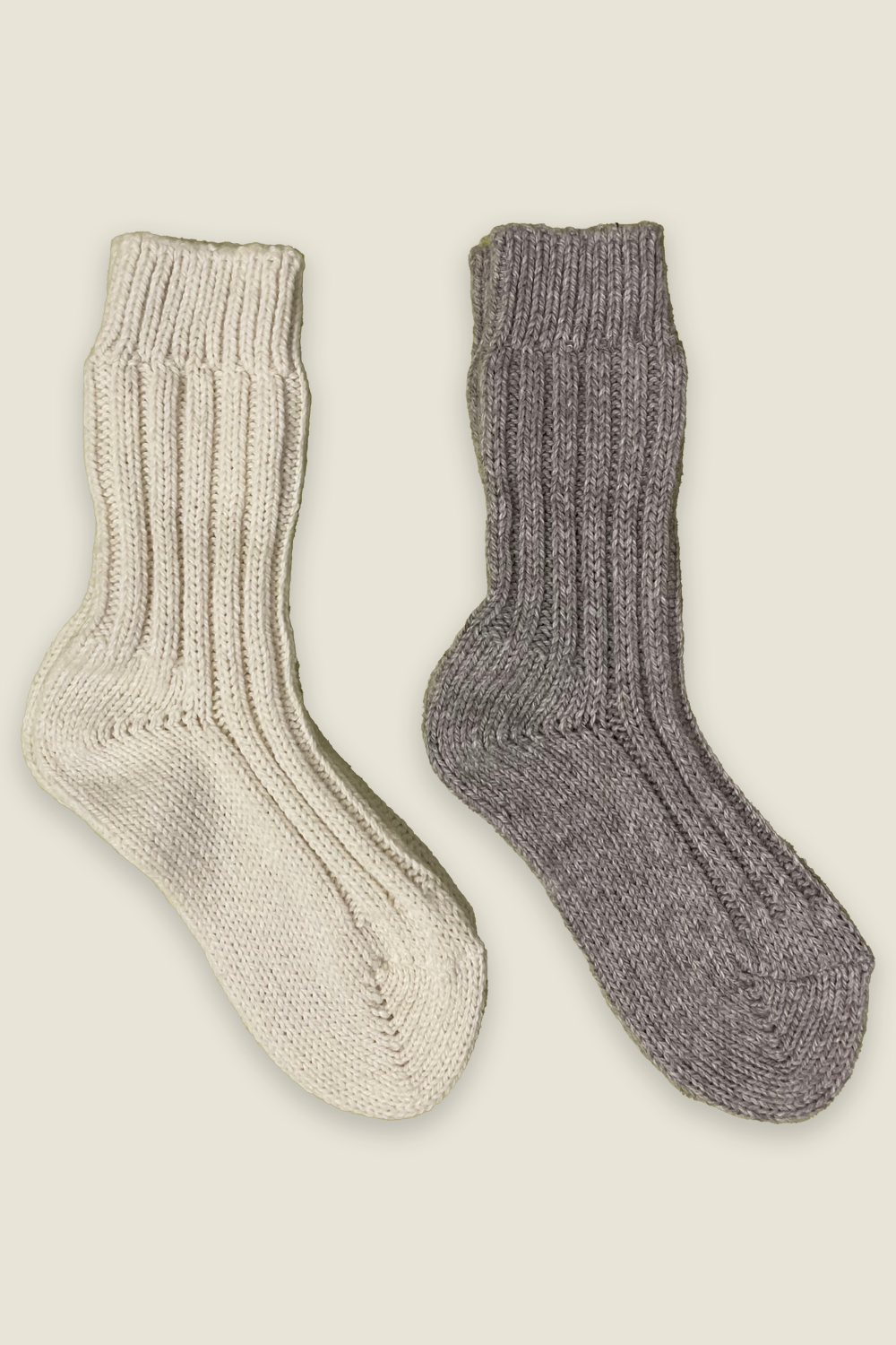 Alpaka-Socken - natur und grau - 2 Paar