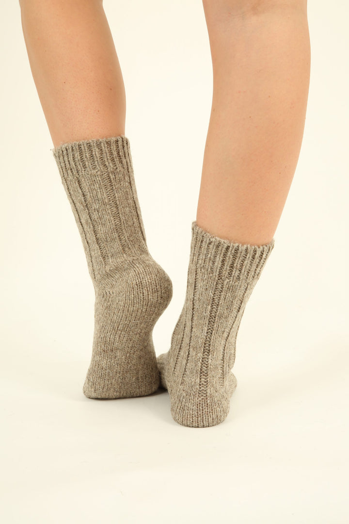 100% Virgin Wool Socks - light brown - made in Germany - 2 pair